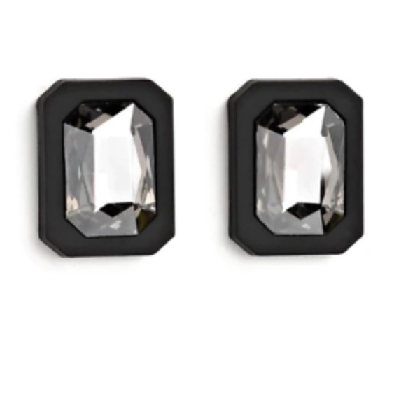 Val Black Gunmetal Rectangular Post Earrings - Picture 2 of 2
